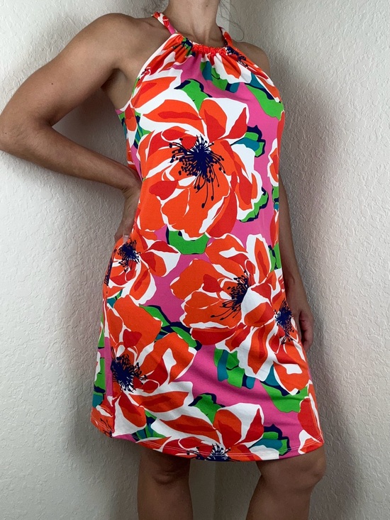 Trina Turk Dresses & Skirts - Trina Turk Juju Cover-Up Dress S Floral Halter Stretch Keyhole Back NEW orange